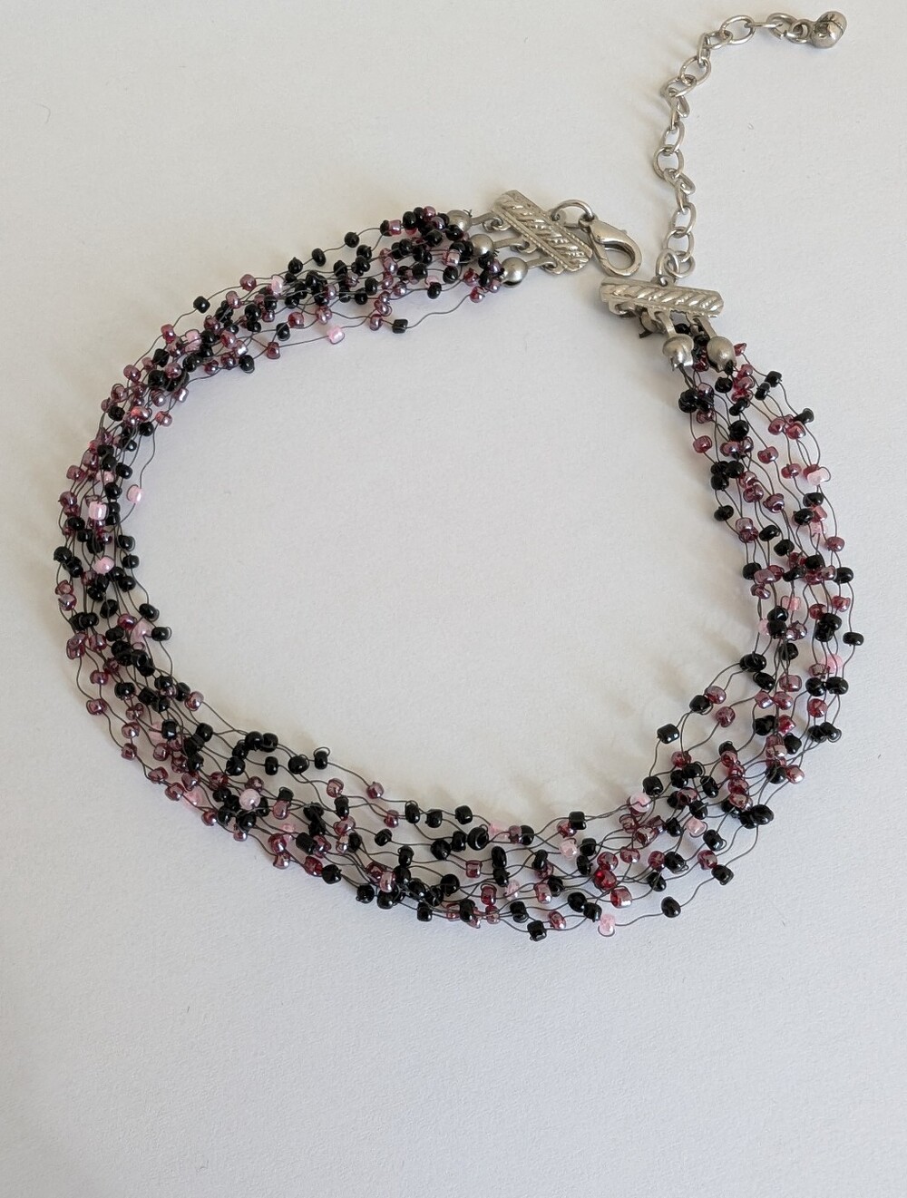 Y2K Multi Strand Tiny Purple Bead Short Choker Style Necklace